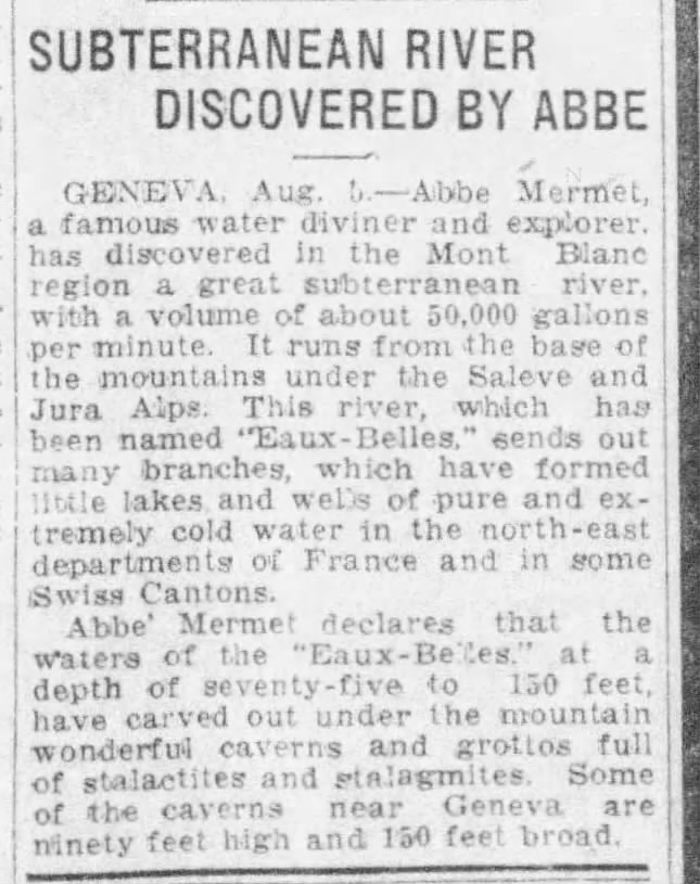 SUBTERRANEAN RIVER DISCOVERED BY ABBE