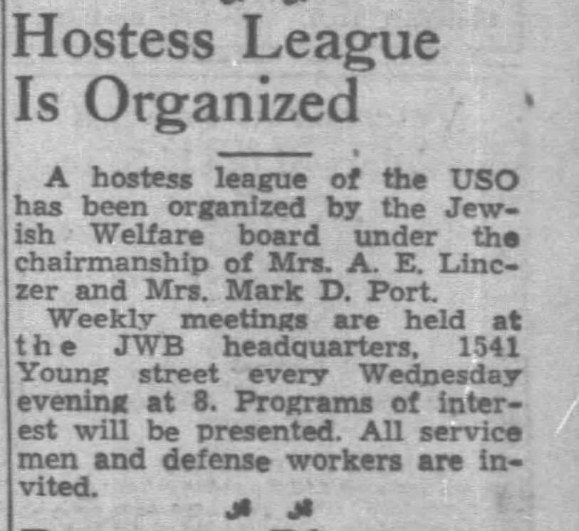 USO Hostess League Honolulu Nov 5 1941