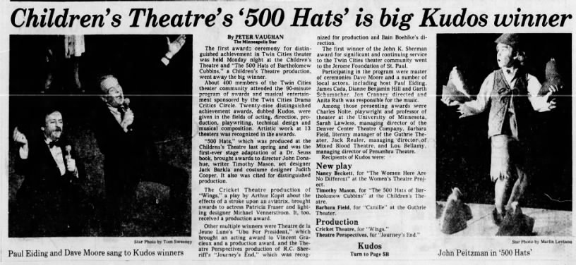 Children's Theatre's 500 Hats is big Kudos winner