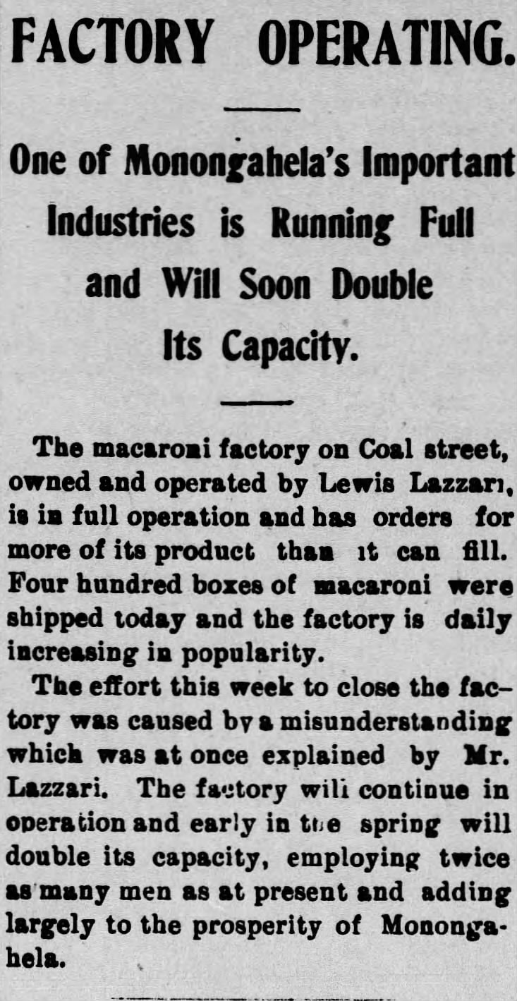 lazzari macaroni factory
12 february 1904