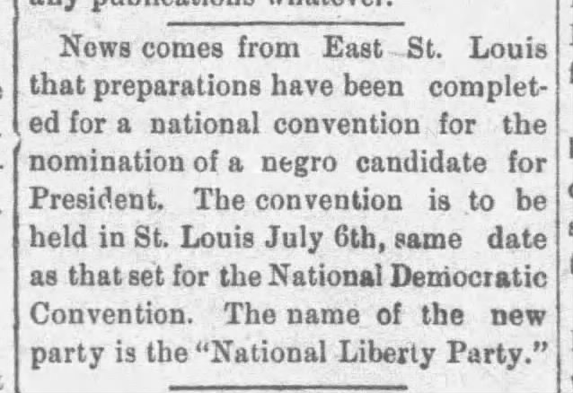 Preparations underway for the National Liberty Party, scheduled to launch in St. Louis July 6, 1904