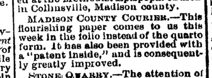 Madison County Courier Using "Patent Inside"