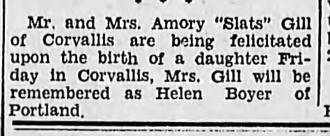 Amory Slats Gill and Helen Gill have daughter (Jane Gill)