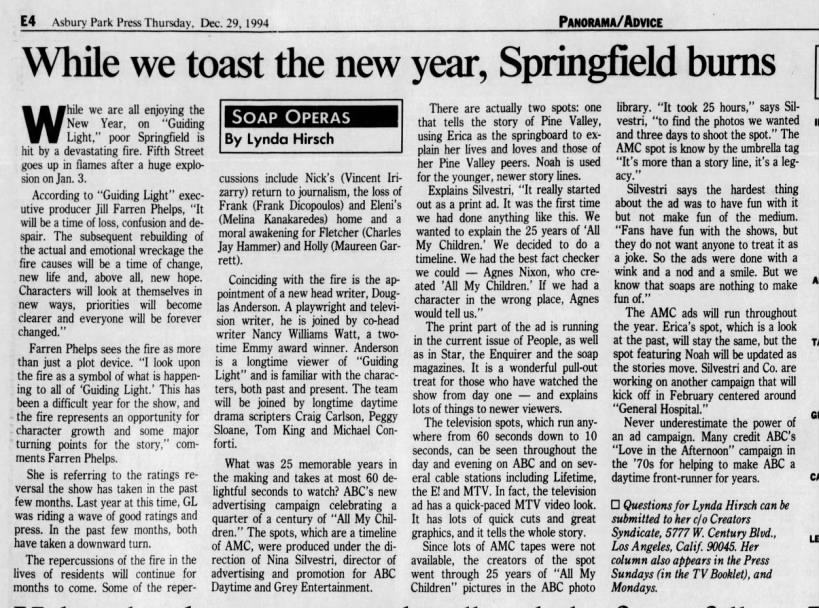 While we toast the new year, Springfield burns/Lynda Hirsch