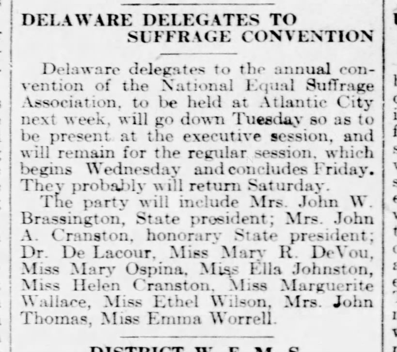 Delaware Delegates to Suffrage Convention