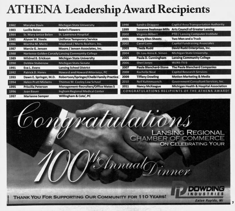ATHENA Leadership Award Recipients