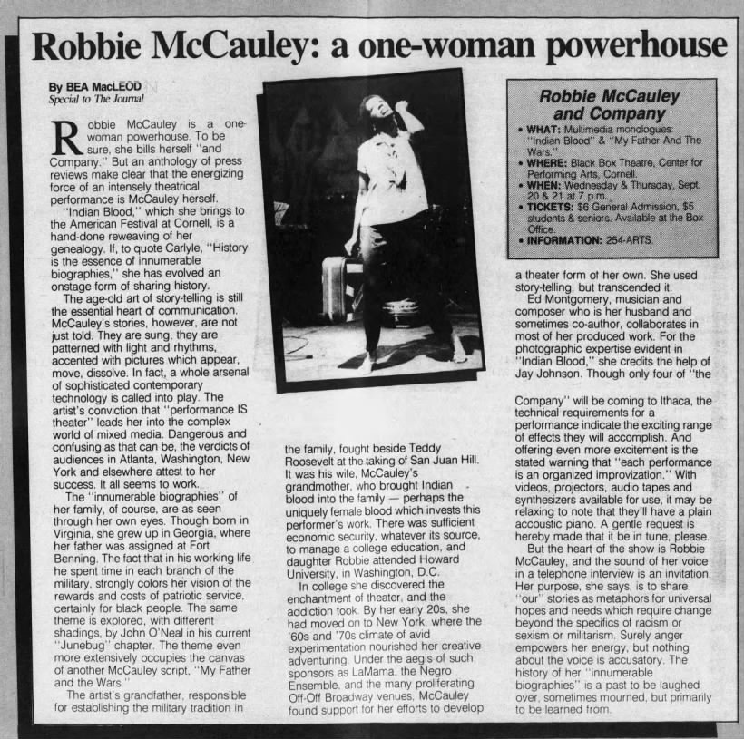 Robbie McCauley: A One-Woman Powerhouse/Bea MacLeod