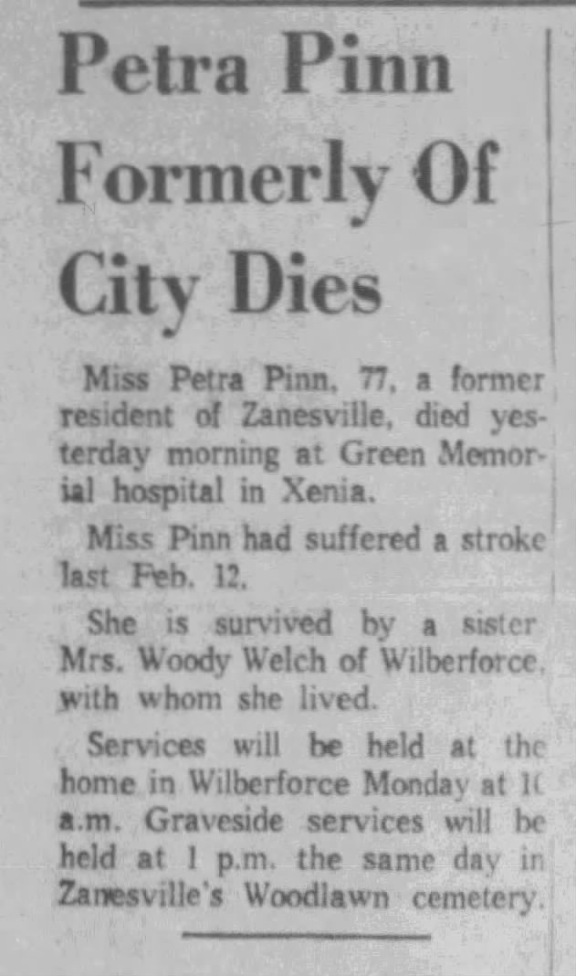 Petra Pinn Formerly of City Dies