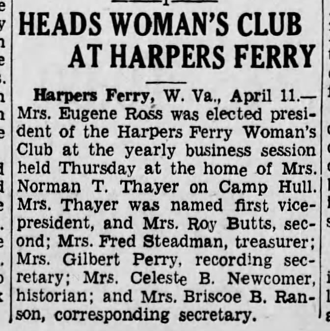 Heads Woman's Club at Harpers Ferry