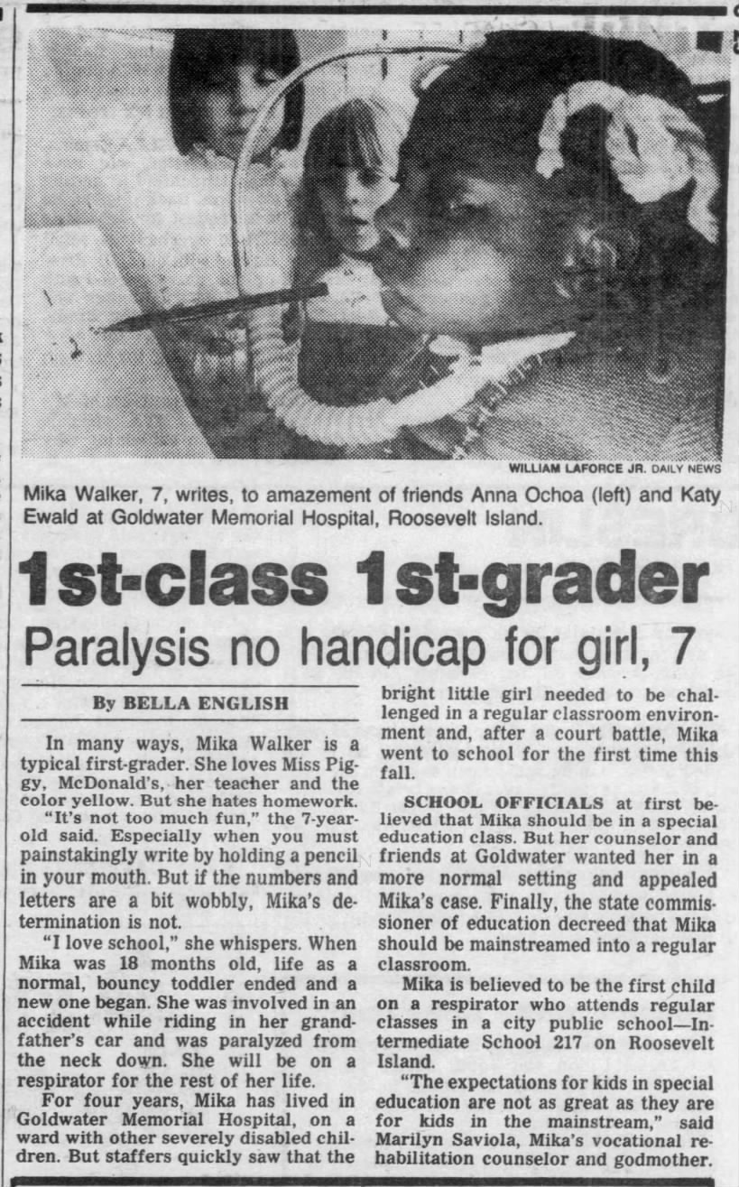 1st-Class 1st-Grader; Paralysis no Handicap for Girl, 7