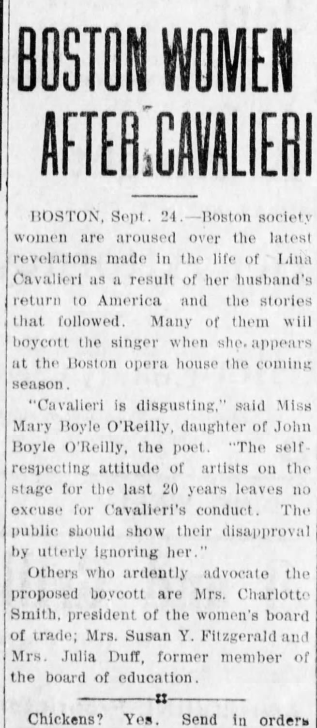Boston women's boycott of the Boston opera house 1910