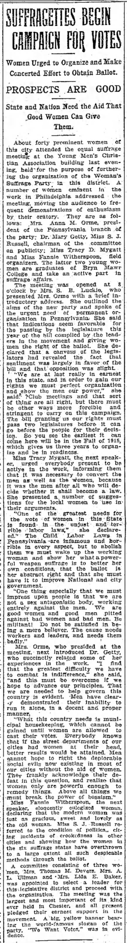 Suffrage campaign in Pennsylvania, 1912.