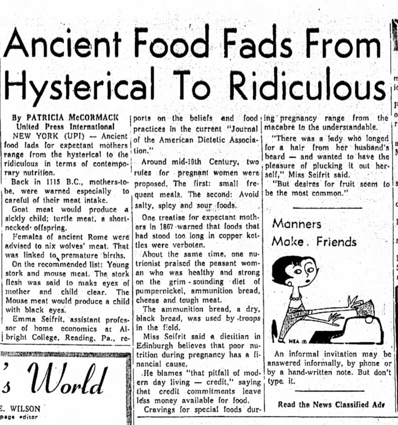 Ancient Food Fads from Hysterical to Ridiculous/Patricia McCormack