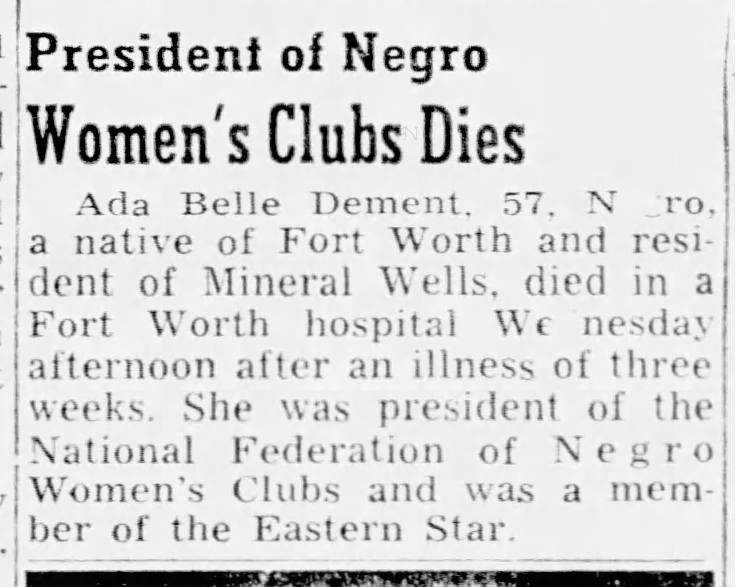 President of Negro Women's Clubs Dies