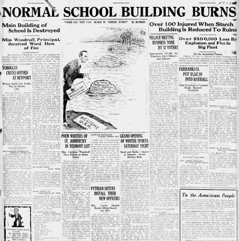 Normal School Building Burns