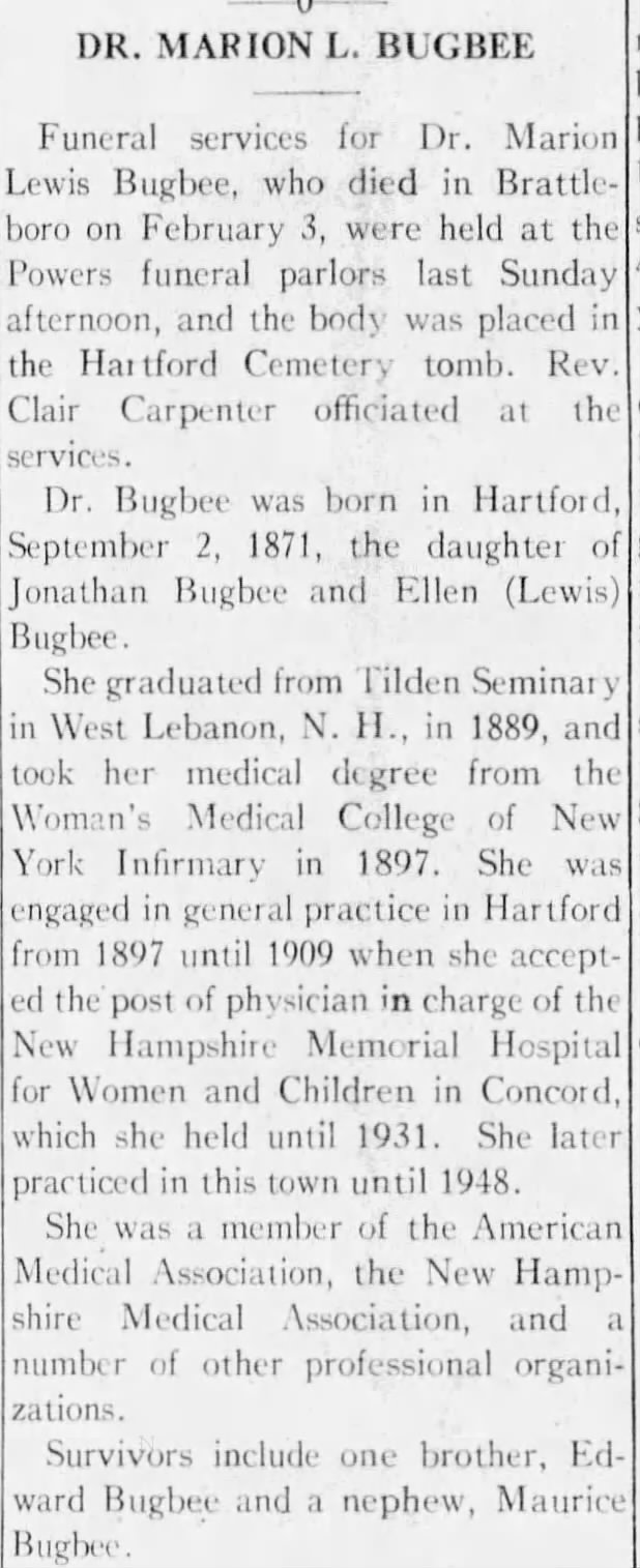 Dr. Marion L. Bugbee