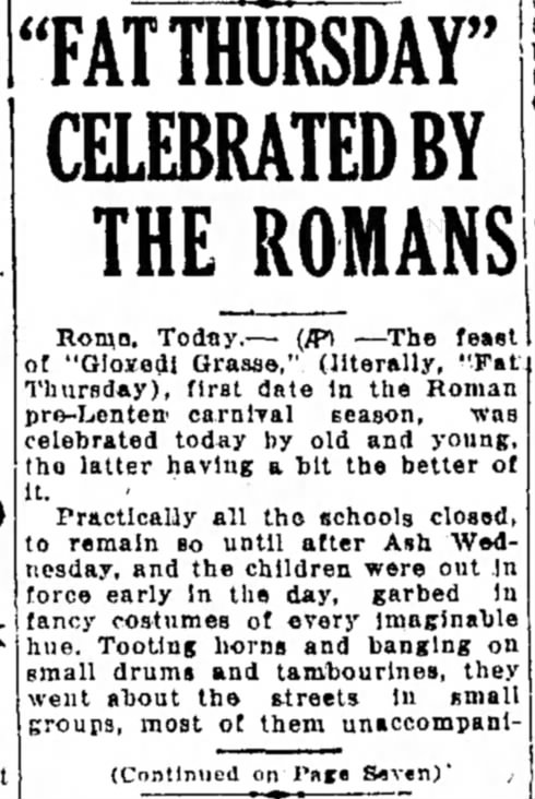 Fat Thursday celebrated by the Romans (1930) pt 1