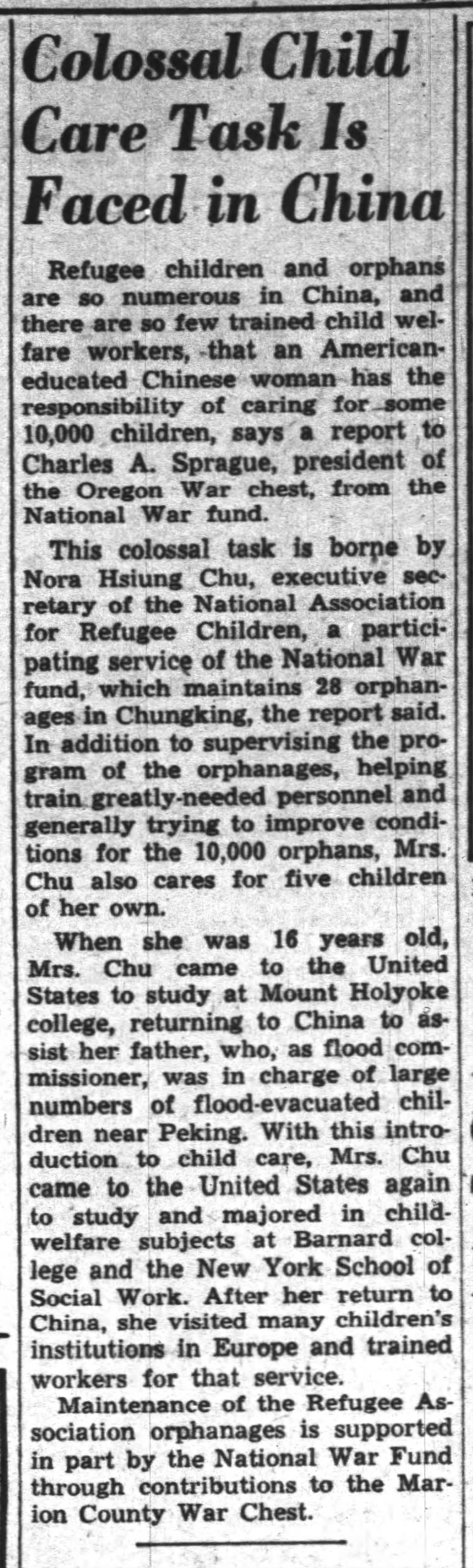 Nora Hsiung Chu 1945