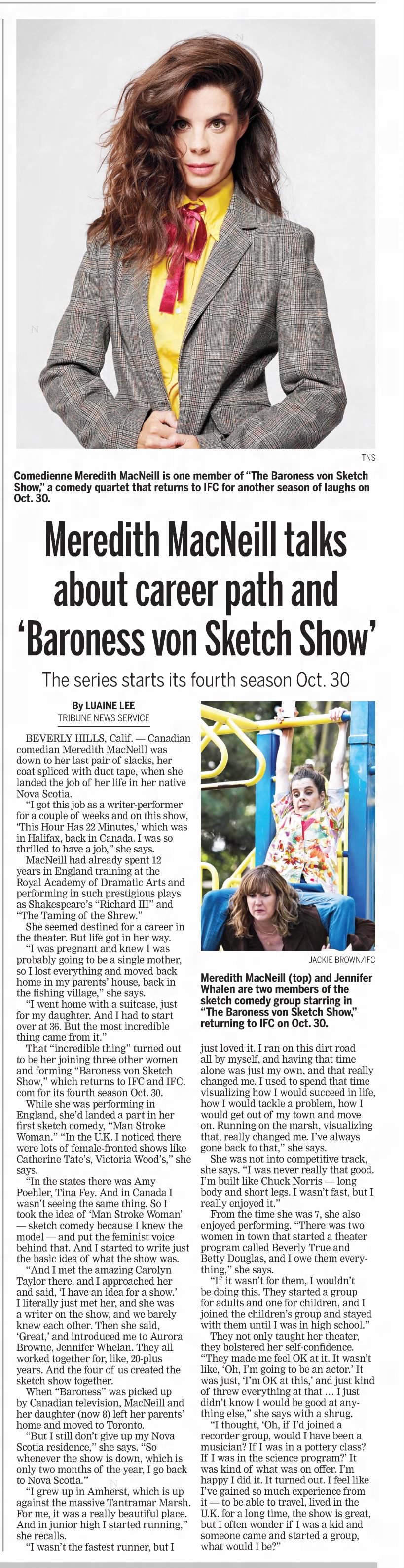 Meredith MacNeill talks about career path and Baroness von Sketch Show/Luaine Lee