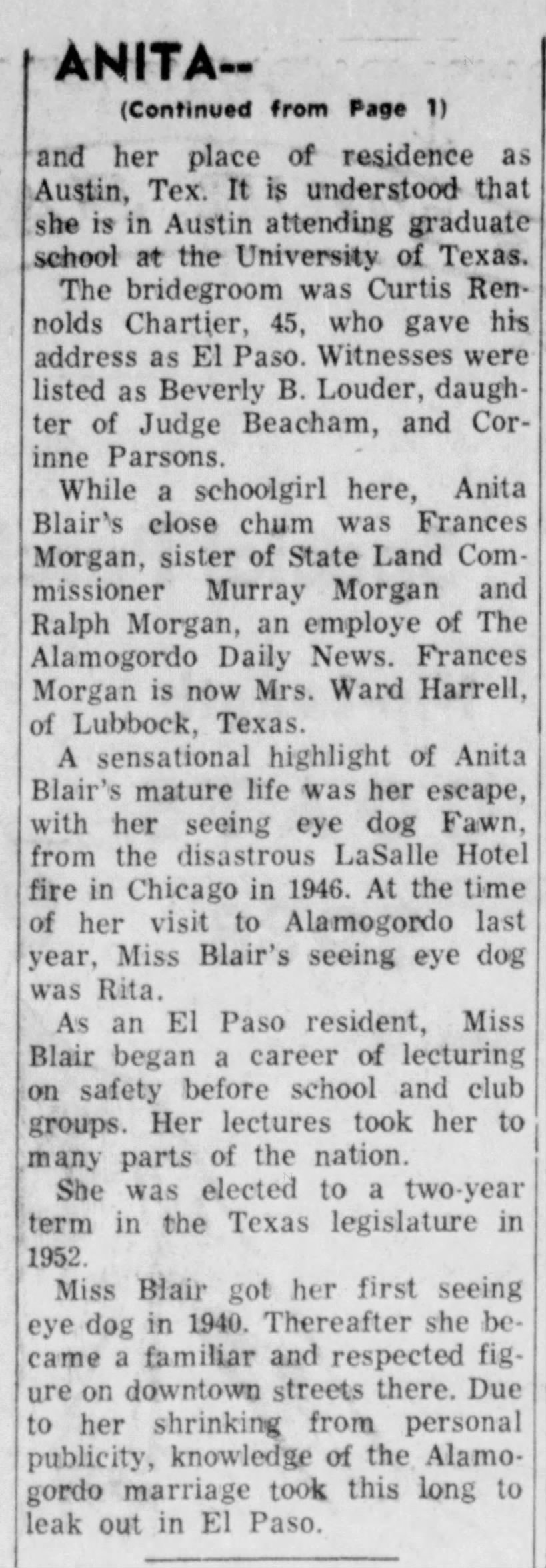 Anita Lee Blair married (1959)--part 2.