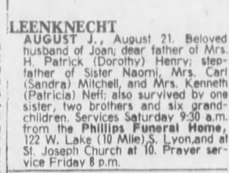 Obituary for  LEENKNECHT