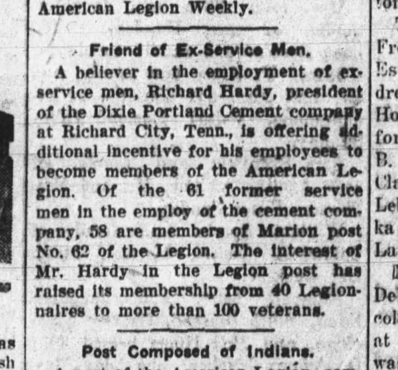Richard Hardy Encourages American Legion Membership