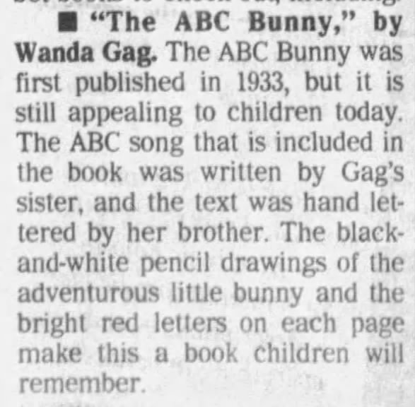 ABC Bunny info