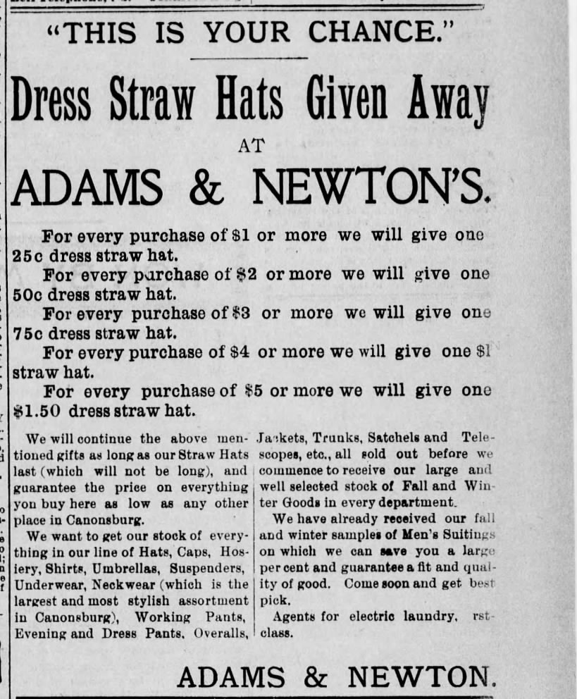 GRANDPA NEWTON...ADD 18, 1900
ADAMS & NEWTON....