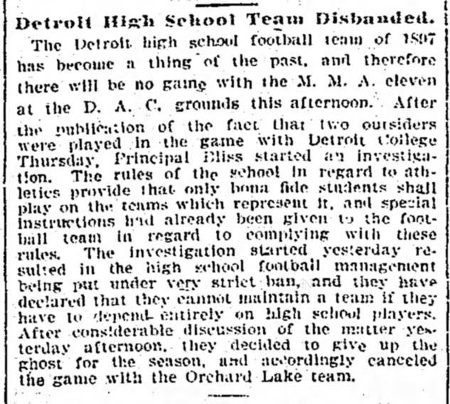 Detroit High School Team Disbanded