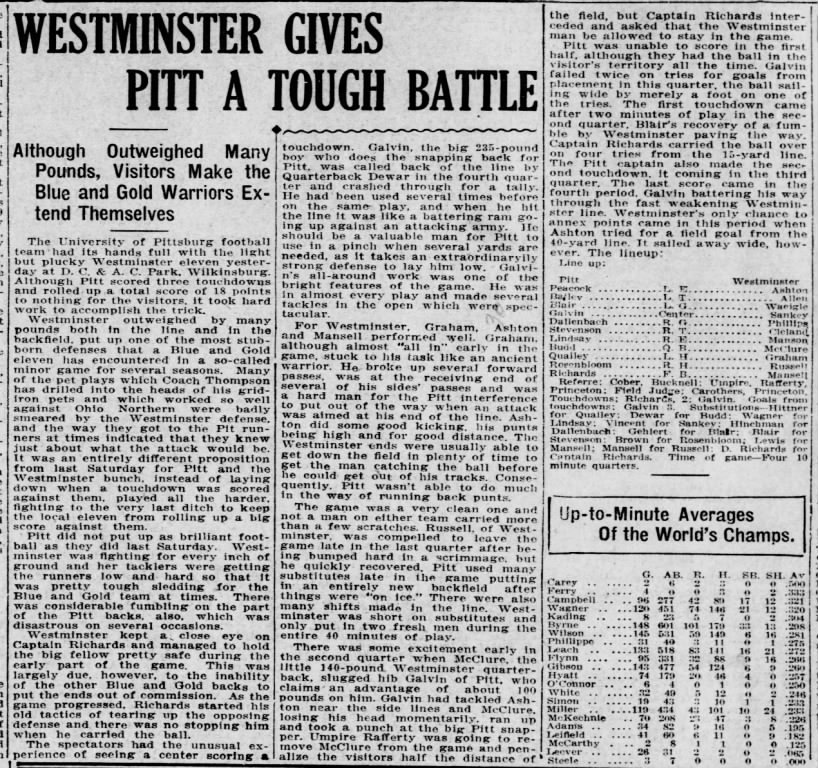 Westminster Gives Pitt a Tough Battle