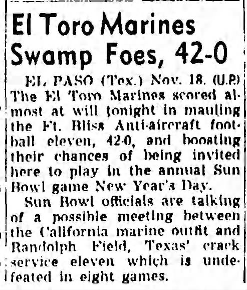 El Toro Marines Swamp Foes, 42-0