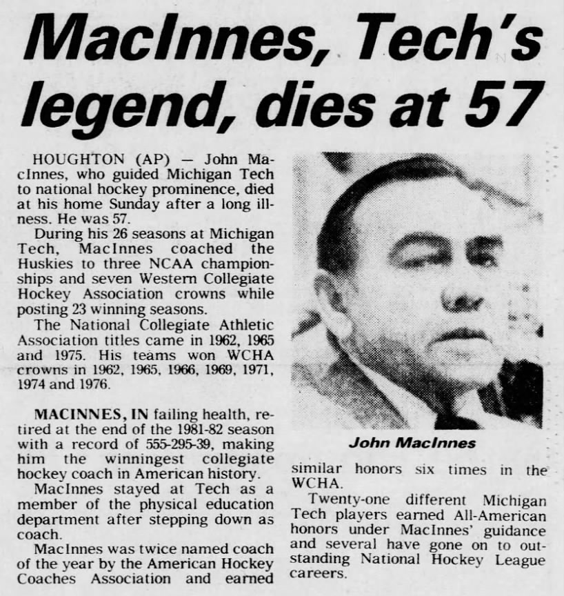 MacInnes, Tech's legend, dies at 57