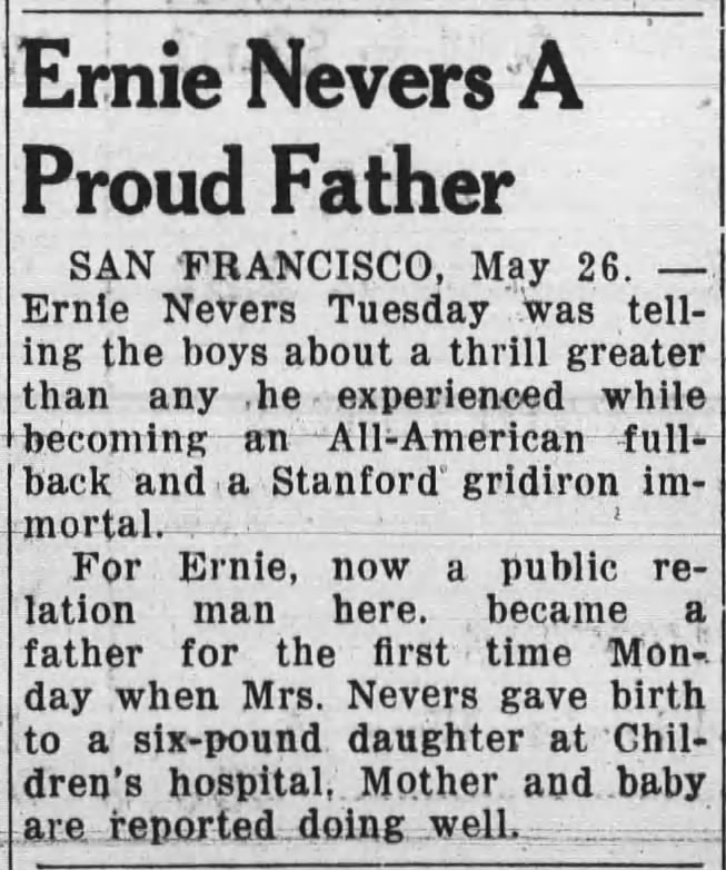 Ernie Nevers A Proud Father