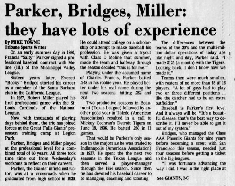 Parker, Bridges, Miller: they have lots of experiences