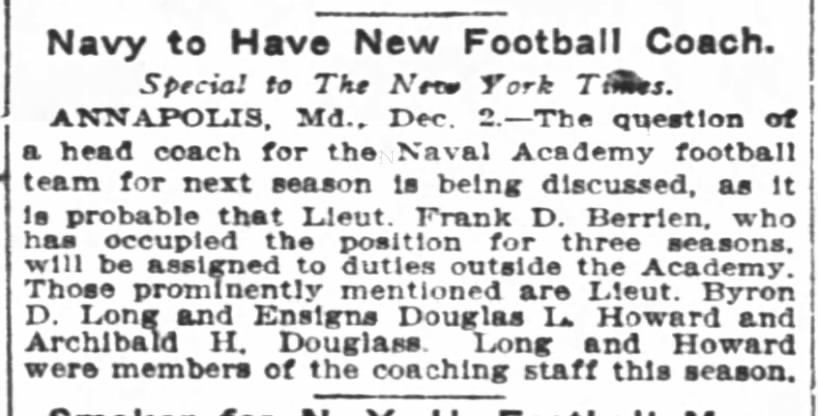 Navy to Have New Football Coach
