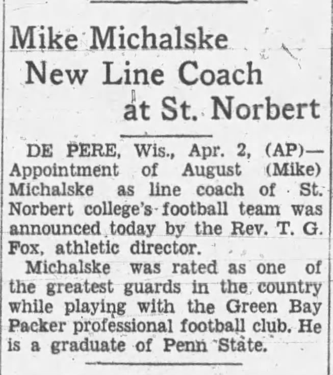 Mike Michalske New Line Coach at St. Norbert