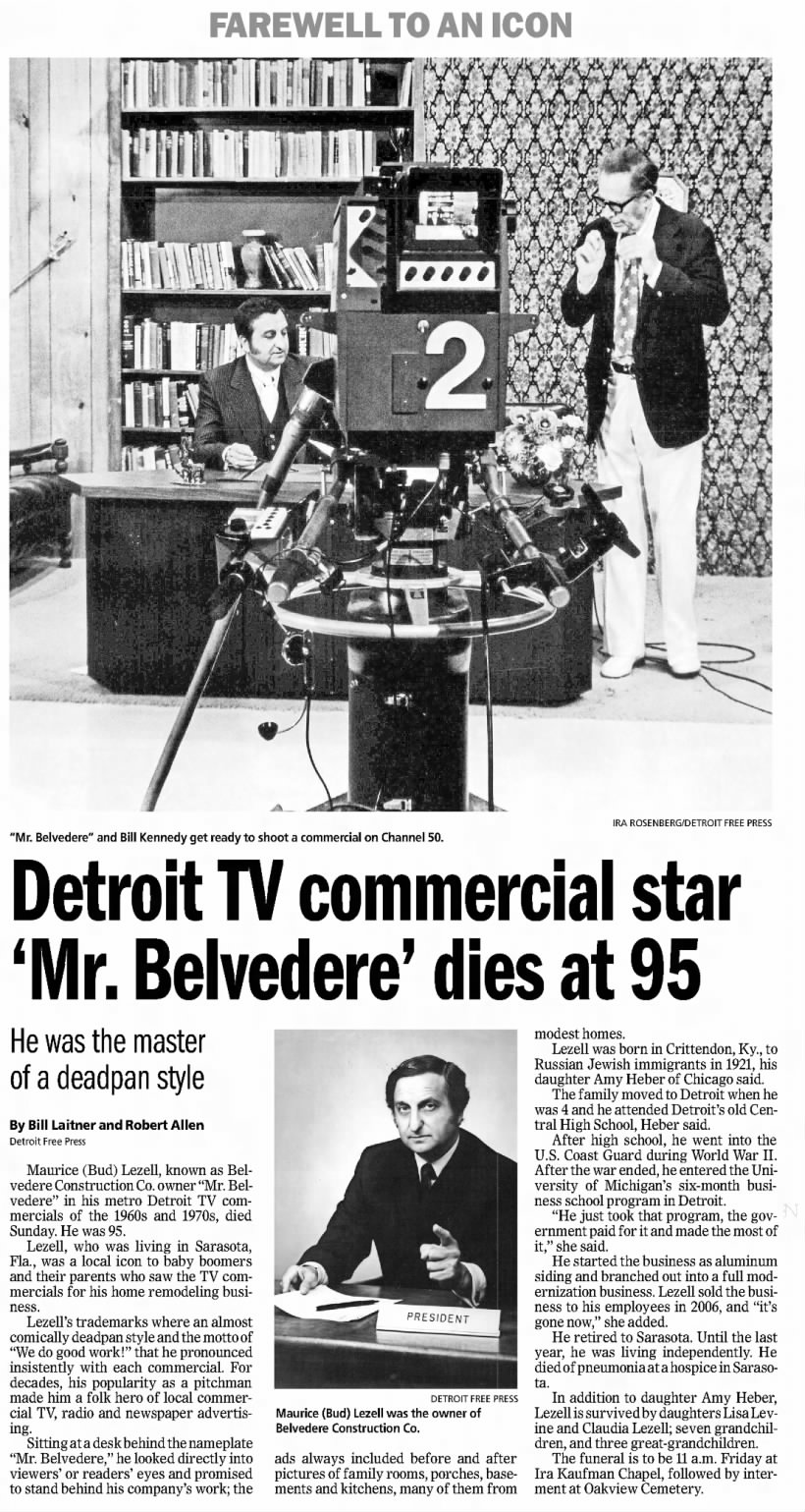 Detroit TV commercial star 'Mr. Belvedere' dies at 95