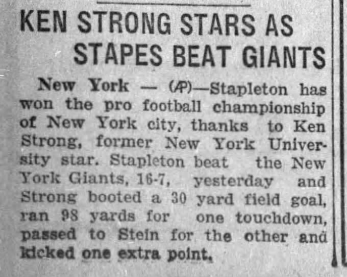 Ken Strong Stars As Stapes Beat Giants