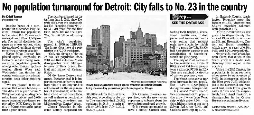 No population turnaround for Detroit