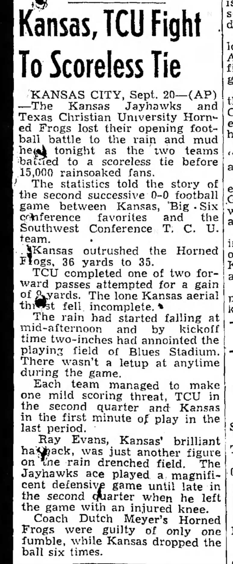 Kansas, TCU Fight To Scoreless Tie