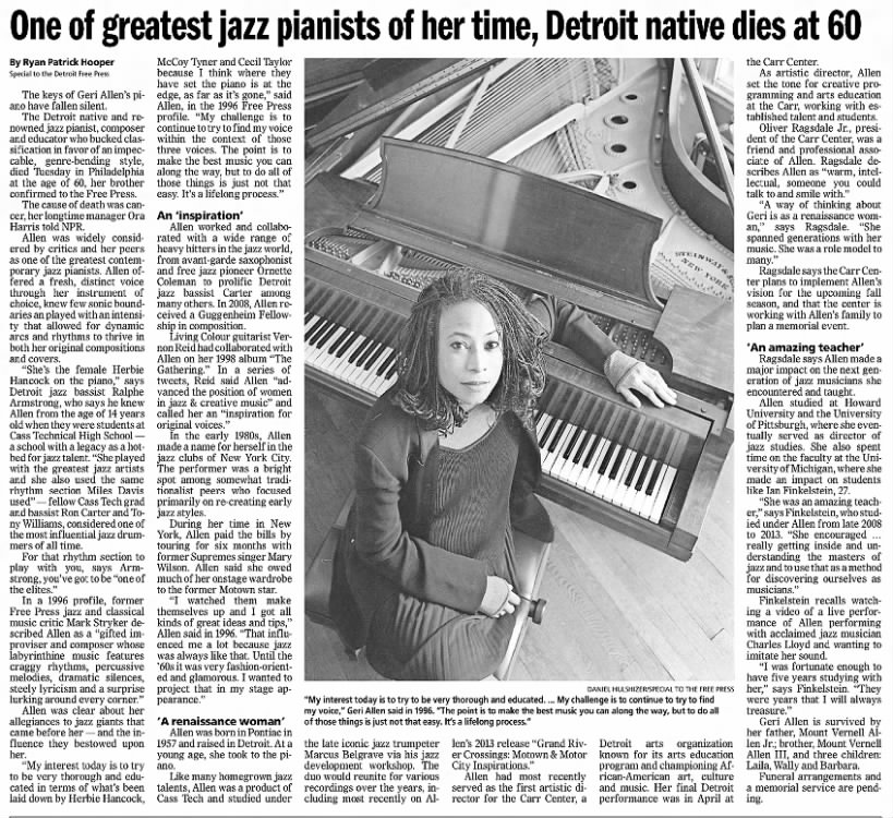 One of greatest jazz pianists of her time, Detroit native dies at 60