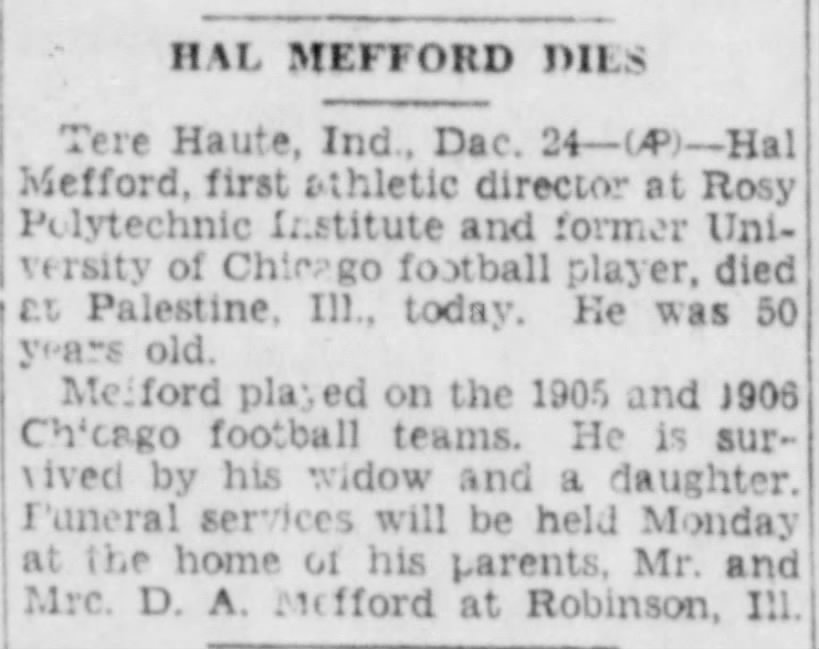 Hal Mefford Dies