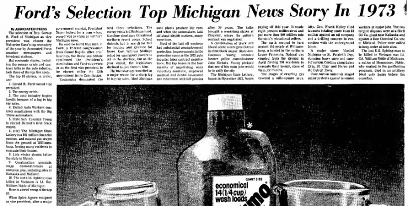 Ford's Selection Top Michigan News Story In 1973