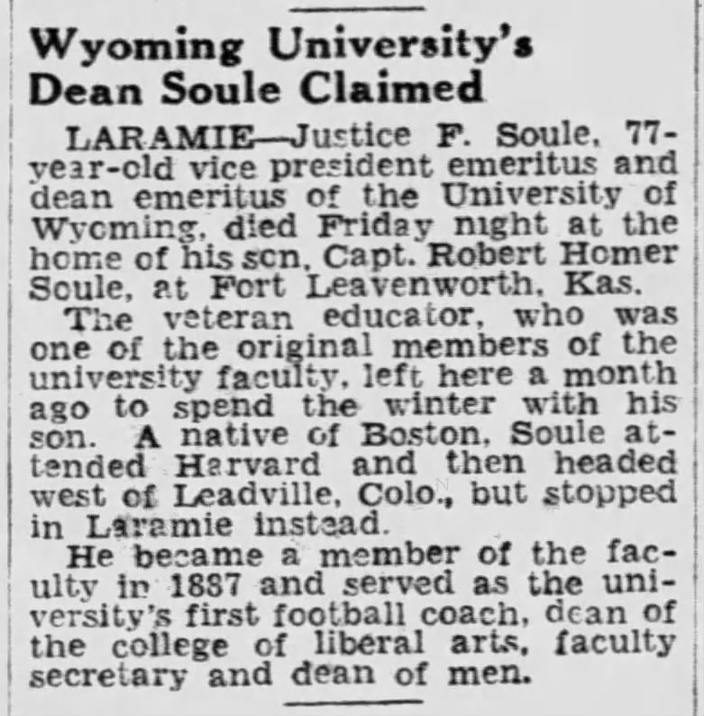 Wyoming University's Dean Soule Claimed