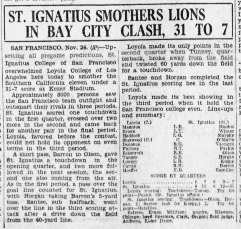 St. Ignatius Smothers Lions in Bay City Clash, 31 to 7