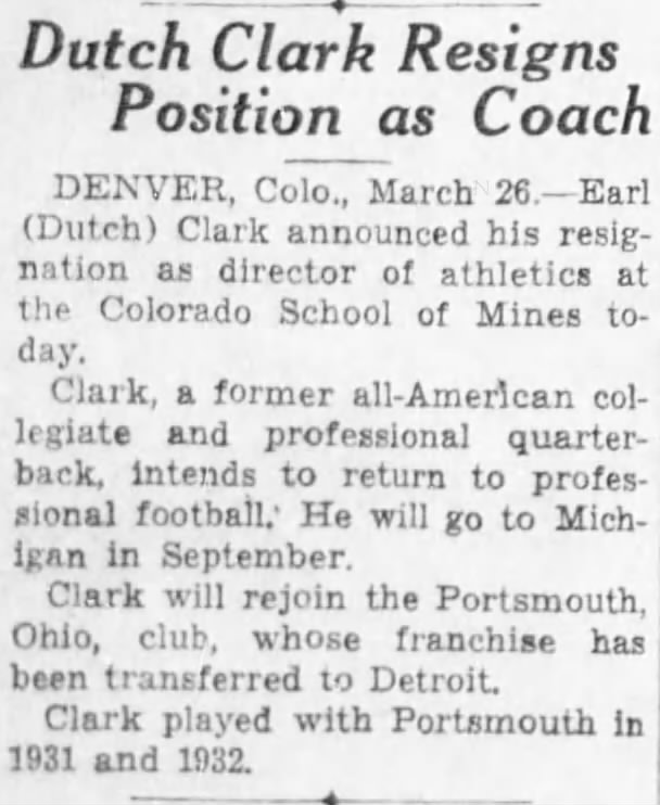 Dutch Clark Resigns Position as Coach