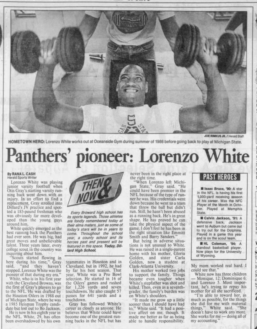 Panthers pioneer: Lorenzo White