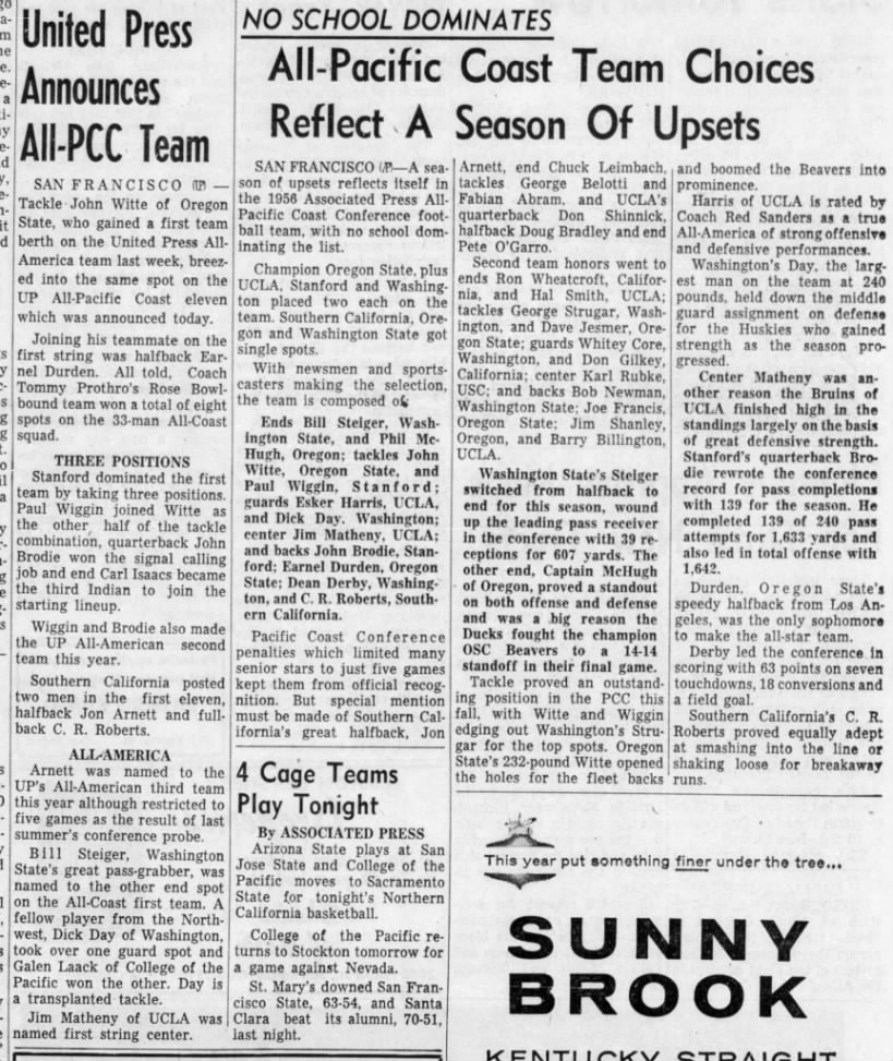 1956 AP and UP All-PCC football teams