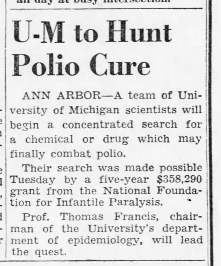 U-M to Hunt Polio Cure