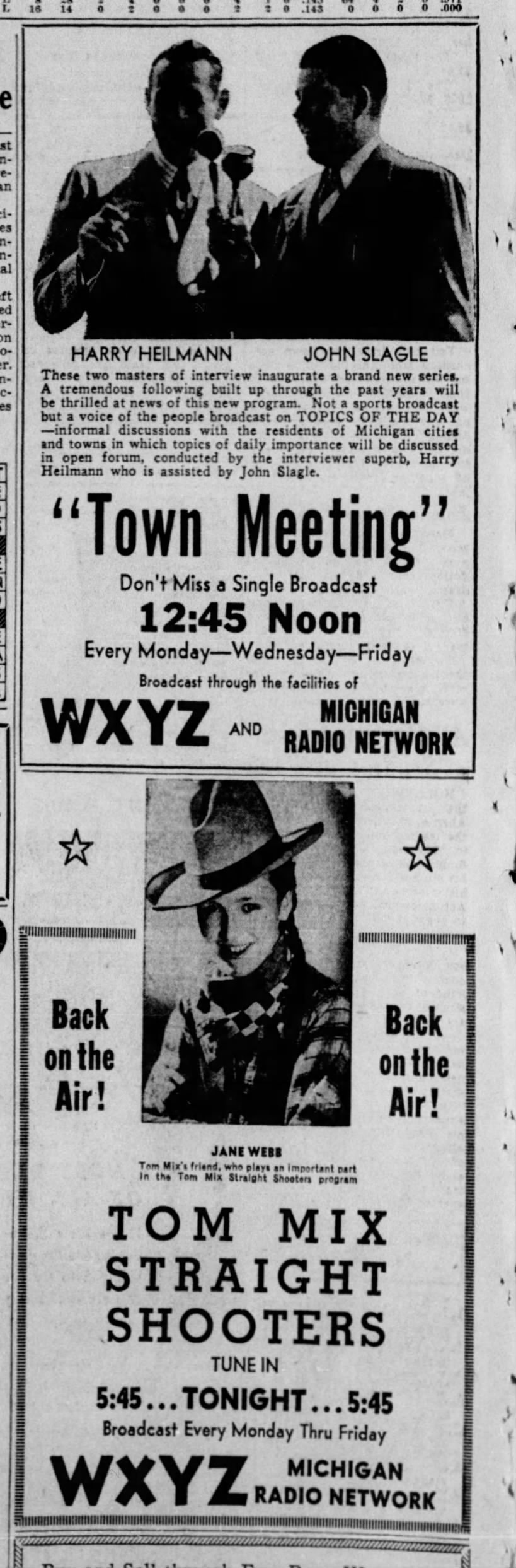 WXYZ advertisement "Town Meeting"